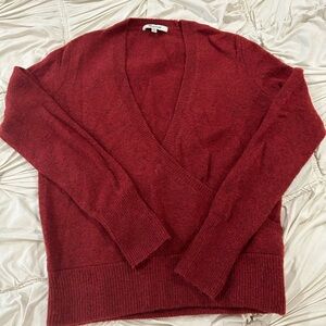 Madewell Women's Deep Red V-Neck Wrap Sweater